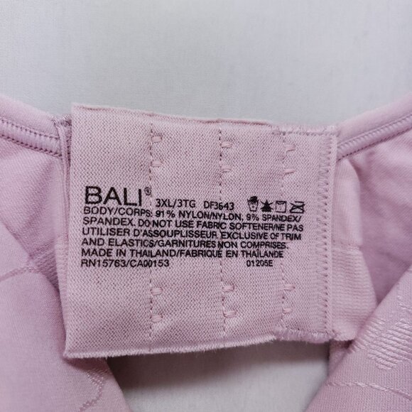 Bali Comfort Revolution Wirefree Bra 3XL Pink Nylon/Spandex Floral Design Adjust - Picture 4 of 6